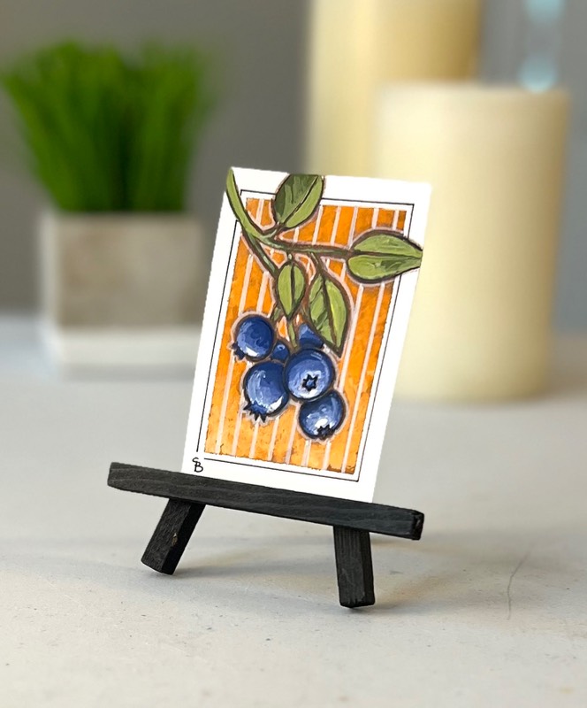 Blueberry tart aceo art card