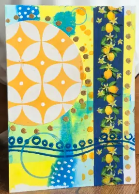 Lemon Daydreams – Set of 4 Original Mixed Media Collages aceo art card thumbnail 4