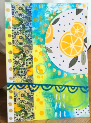 Lemon Daydreams – Set of 4 Original Mixed Media Collages aceo art card thumbnail 2
