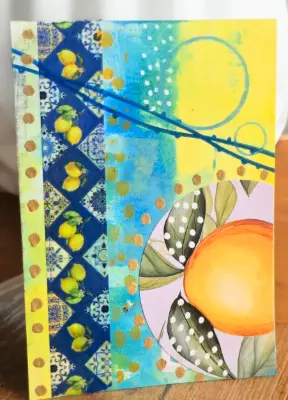 Lemon Daydreams – Set of 4 Original Mixed Media Collages aceo art card thumbnail 5