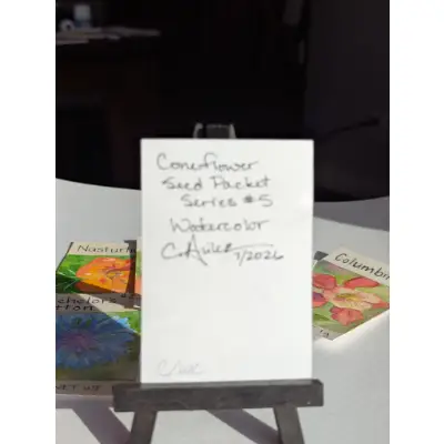 Coneflower Seed Packet ACEO aceo art card thumbnail 3