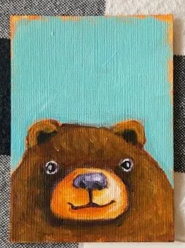 Whimsical Bear aceo art card