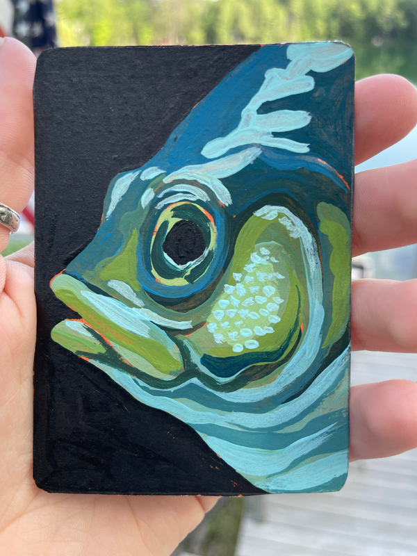 Blue Gill aceo art card