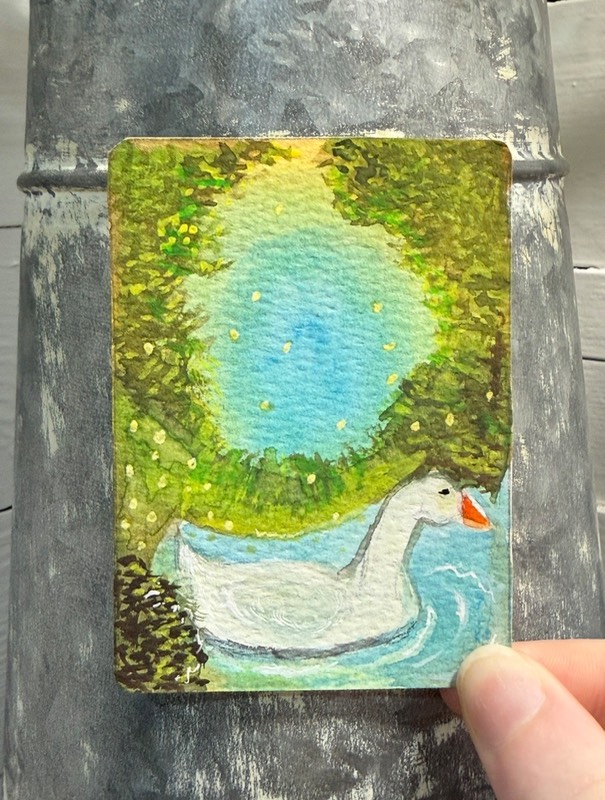 ACEO original duck art “The Hidden Lake” bayleebowenart aceo art card