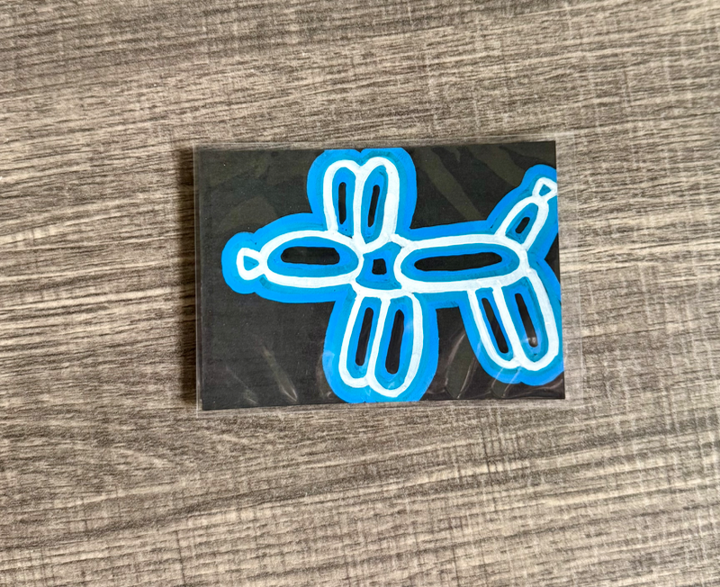 Neon balloon dog aceo art card