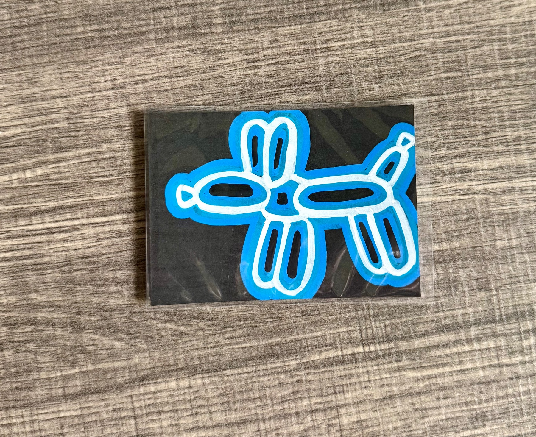 Neon balloon dog aceo art card