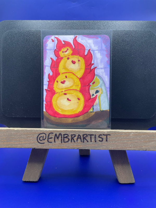 Flame Slime like to stack aceo art card