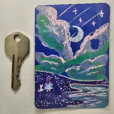Falling Stars aceo art card thumbnail 2