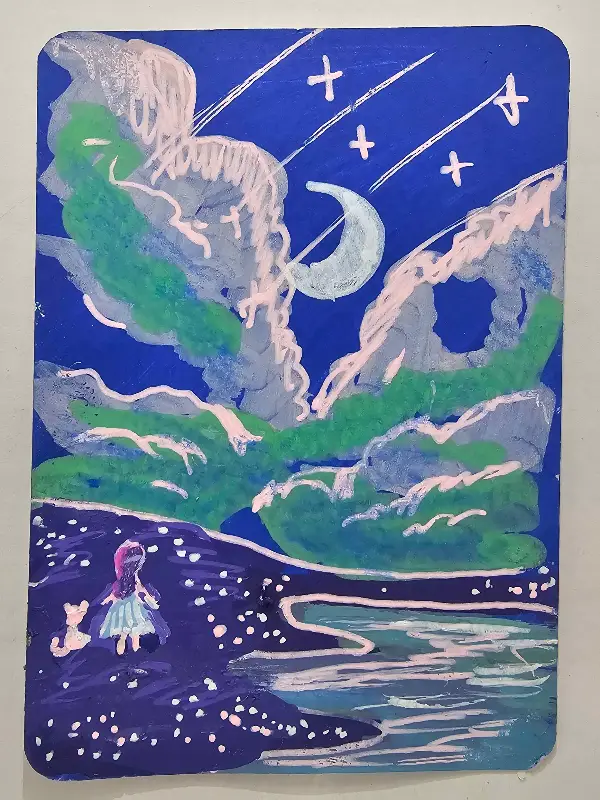 Falling Stars aceo art card