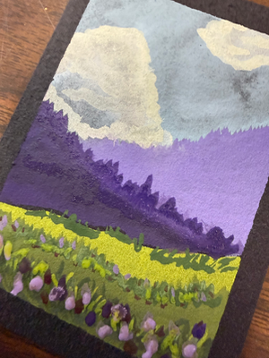 Ghibli Purple Landscape aceo art card thumbnail 2