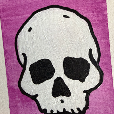 Original Skull ACEO | Little Bones #1/3 aceo art card thumbnail 3