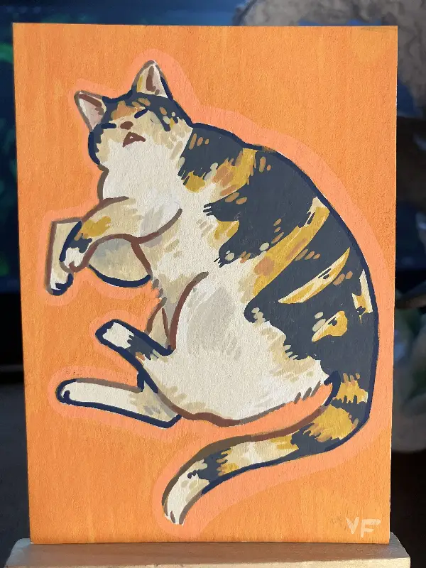 Orange Calico aceo art card