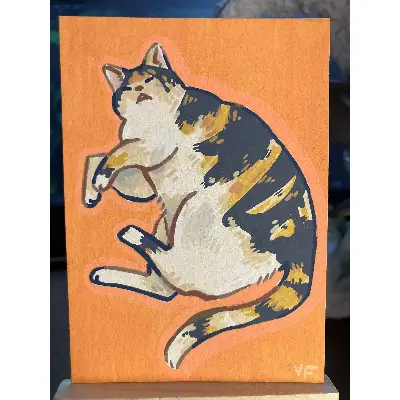 Orange Calico aceo art card thumbnail 1