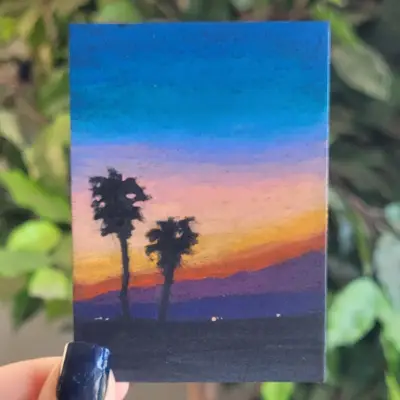 Sunset Beach Silhouette 02 aceo art card thumbnail 1