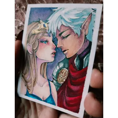 Forbidden Love - Original ACEO aceo art card thumbnail 2