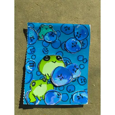 Blube frogs aceo art card thumbnail 1