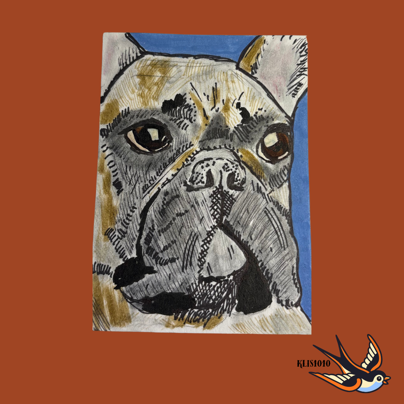 Original ACEO Mixed Media Dog on Paper 2.5x3.5 aceo art card