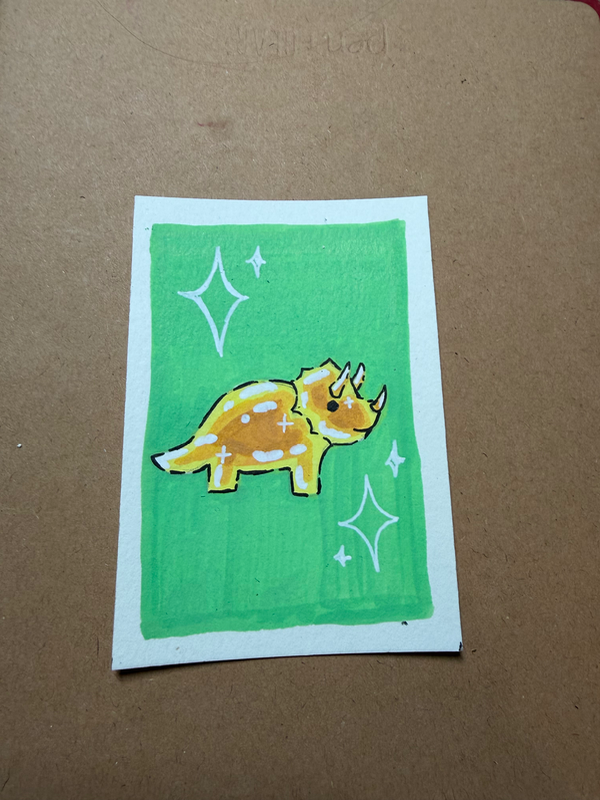 Gummy Triceratops aceo art card