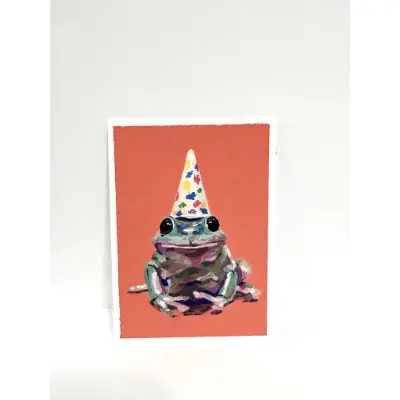 Frog in a Party Hat ("Party Party Yeah") aceo art card thumbnail 1