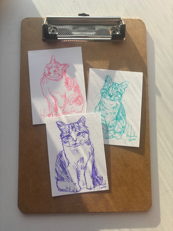 “Colorful Kitty’s” set of 3 Aceos aceo art card
