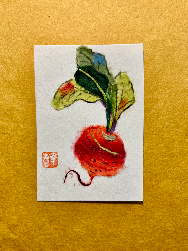 Beet- Japanese Washi art aceo art card