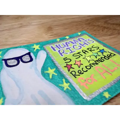 Human Rights Pride Ghost Whimsical Art aceo art card thumbnail 2