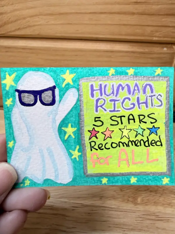 Human Rights Pride Ghost Whimsical Art aceo art card