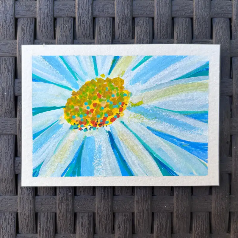 ACEO Original, “Daisy,” Acrylic Paint Markers aceo art card