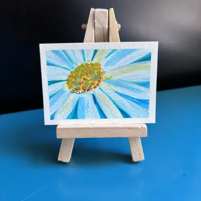 ACEO Original, “Daisy,” Acrylic Paint Markers aceo art card thumbnail 2