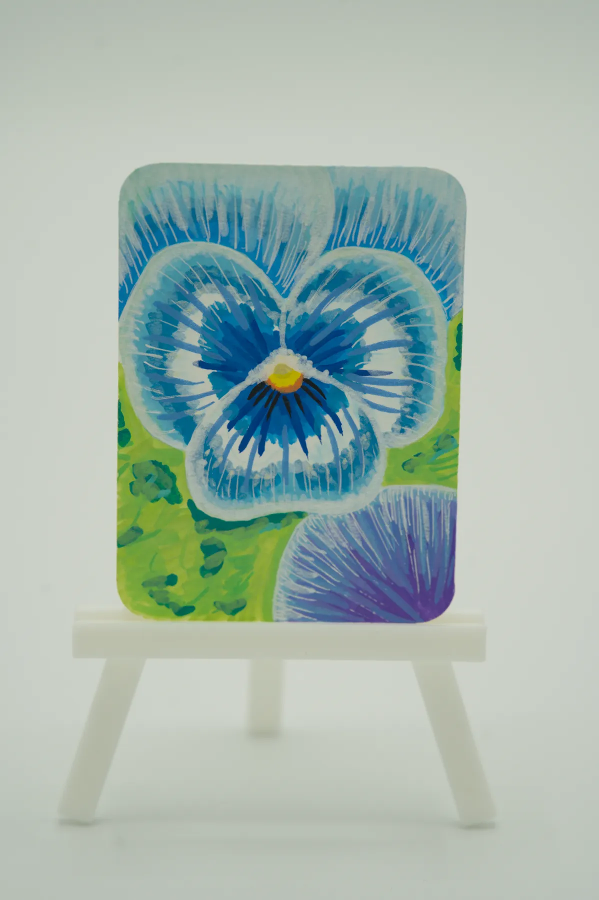 Blue Pansy aceo art card