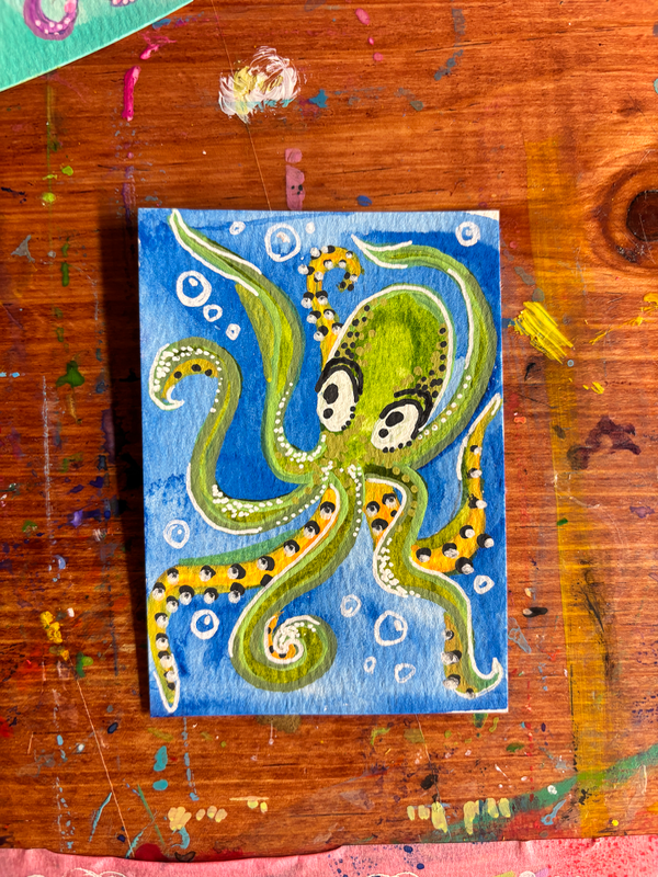 Vibing octopus #2 aceo art card