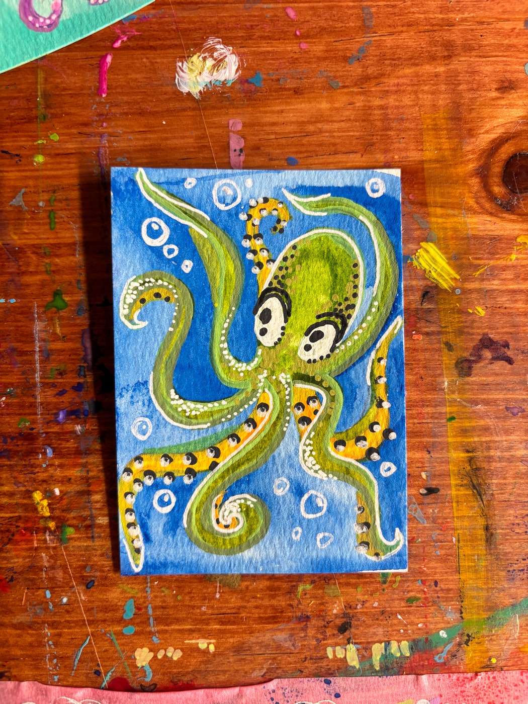 Vibing octopus #2 aceo art card