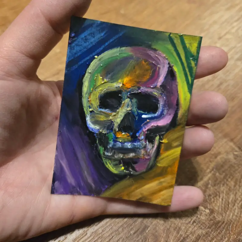 Skull aceo art card
