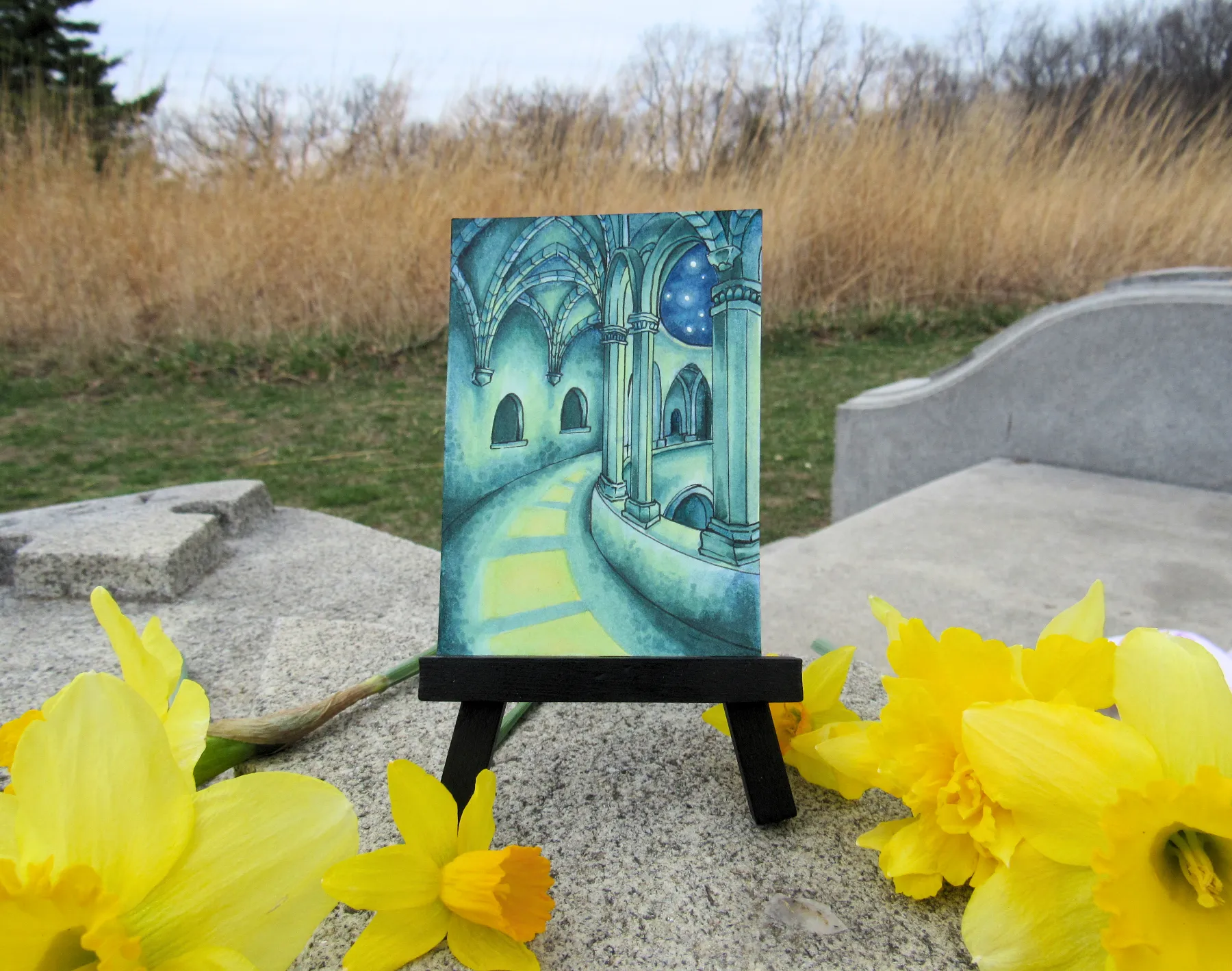 Castle Corridor Study aceo art card