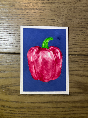 Red Bell Pepper aceo art card thumbnail 1