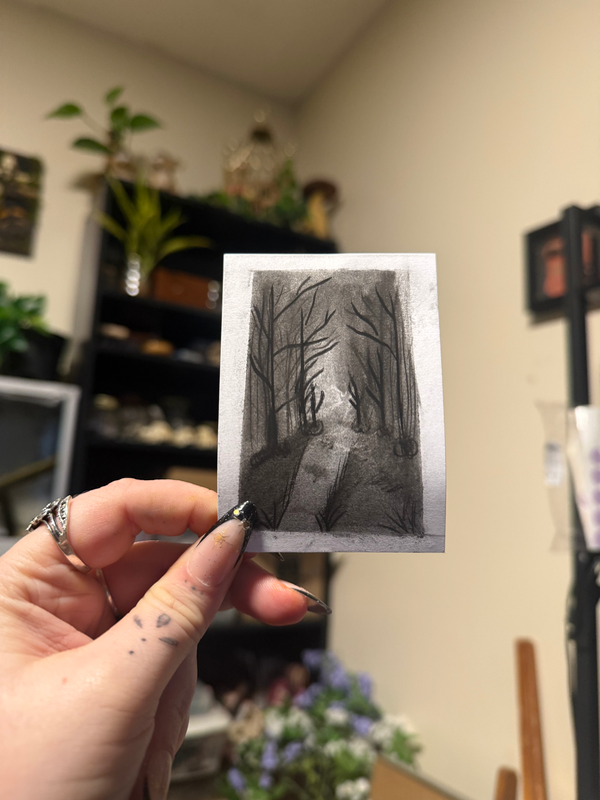 Winter woods aceo art card