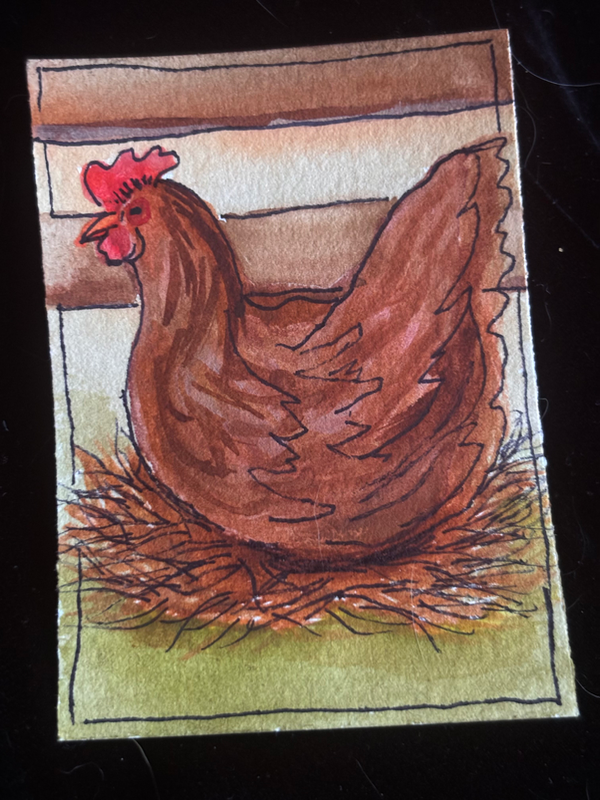 Chicken 2 aceo art card