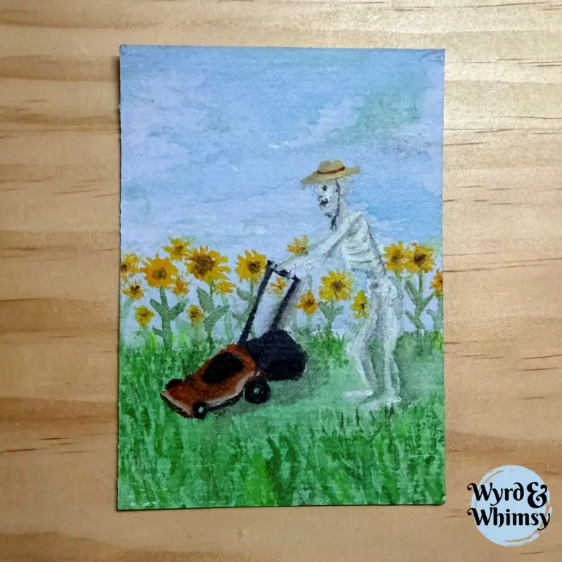 Skeleton Summer - Summerween Series aceo art card