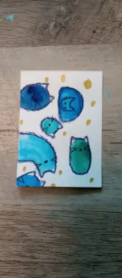 Cat slumber party 2/3 aceo art card thumbnail 1