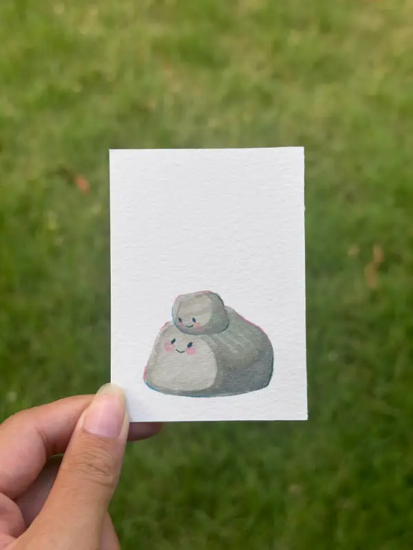 Rock Buddies aceo art card