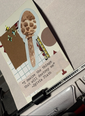 Mushroom Quote Card #123 by Mazerzine Sylvia Plath aceo art card thumbnail 2