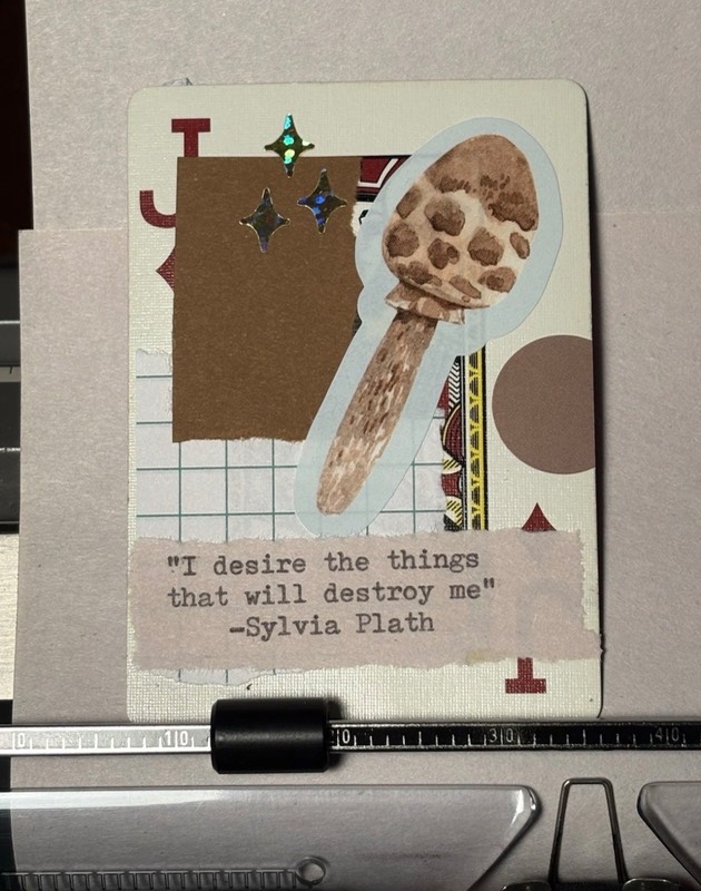 Mushroom Quote Card #123 by Mazerzine Sylvia Plath aceo art card