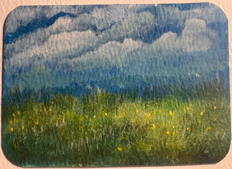 Meadow Beneath the Summer SKy aceo art card