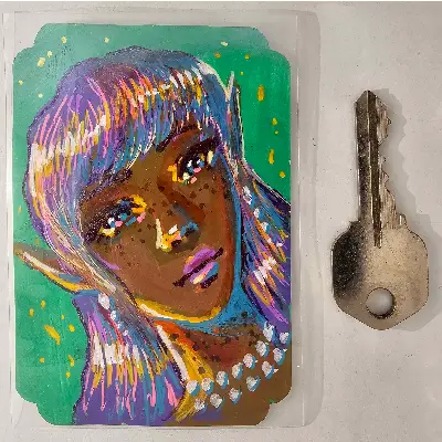 Dripping in Pearls aceo art card thumbnail 2