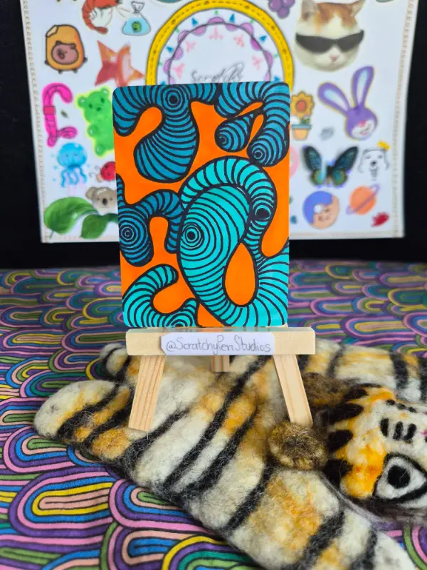 "Amoeba" Abstract aceo art card
