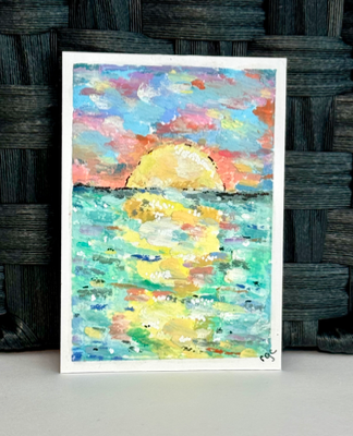 Sunny Seascape aceo art card thumbnail 2