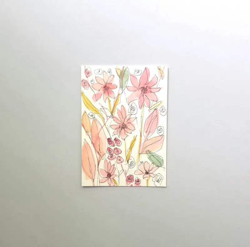 Pink Wildflowers aceo art card