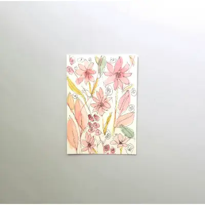 Pink Wildflowers aceo art card thumbnail 1