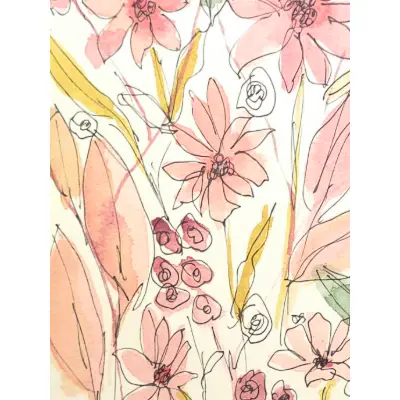 Pink Wildflowers aceo art card thumbnail 2