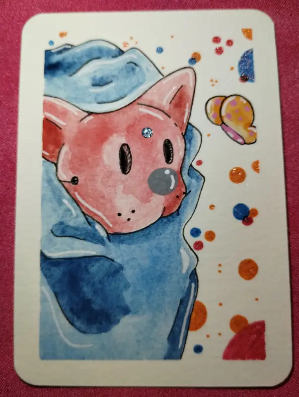 Cloaked and Masked 1 of 2 aceo art card